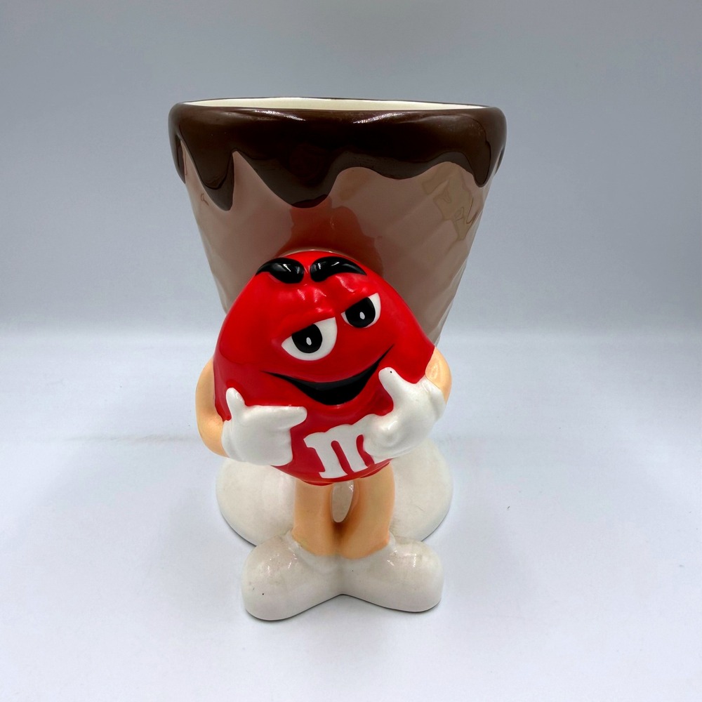 Galerie M&Ms Red Character Ice Cream Cone Ceramic Bowl Sundae Dish 2004 Vintage